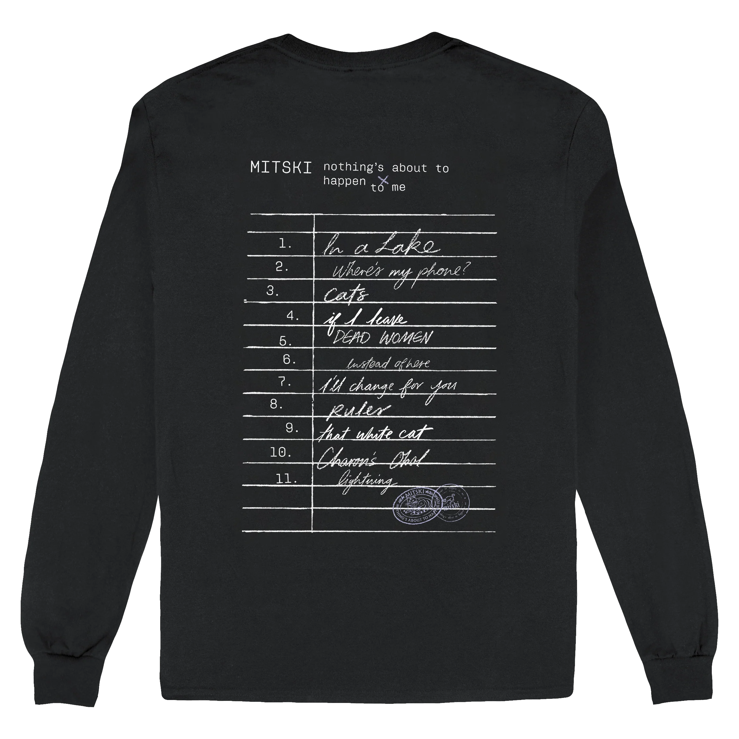 Library Stamp Long Sleeve Tee (Black) - Image 3
